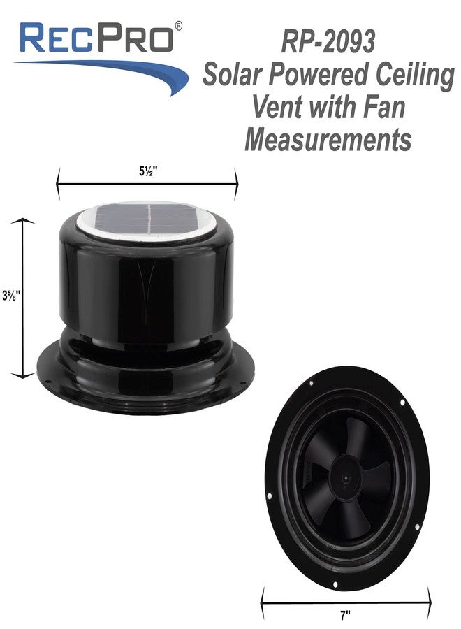 RecPro RV Solar Ventilation Fan | Solar Powered Ceiling Vent with Fan | For RV, Marine, Camper, Shed, Trailer (Black) - Image 4